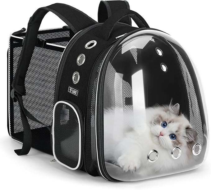 Lekereise Cat Bubble Backpack Carrier - Expandable Large Space Cat Backpack for Kitty Small Dog up to 18lbs, Transparent Pet Carrier for Travel