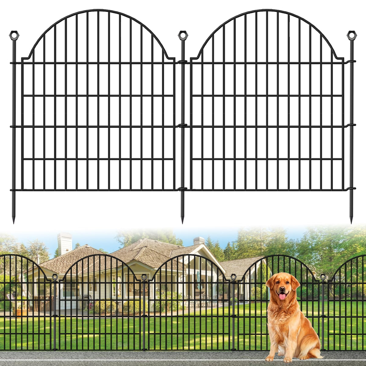 10 Panels No Dig Decorative Garden Fence for Yard, 24in(H) x 20ft(L), White