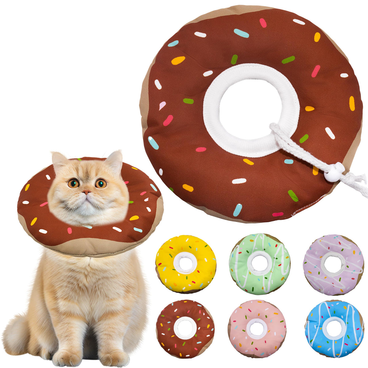 Seyezo Cat Cone Collar Soft, Adjustable Cat Recovery Cone, Orange, Small