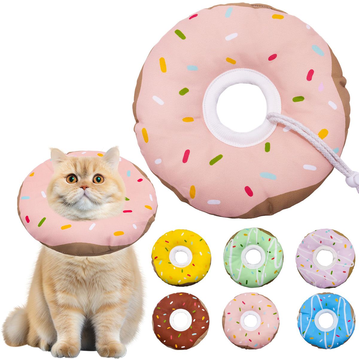 Seyezo Cat Cone Collar Soft, Adjustable Cat Recovery Cone, Orange, Small