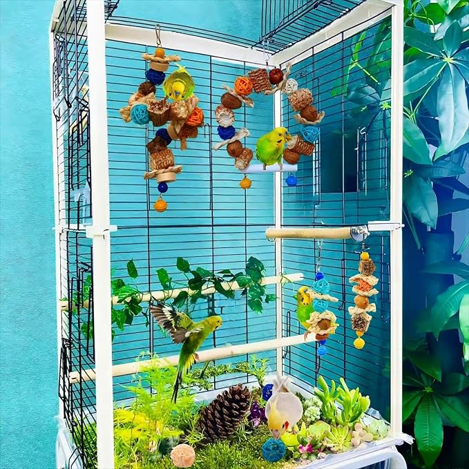 XLpeixin Parakeet Parrot Swing Toys,Bird Cage Hanging Chewing Toys