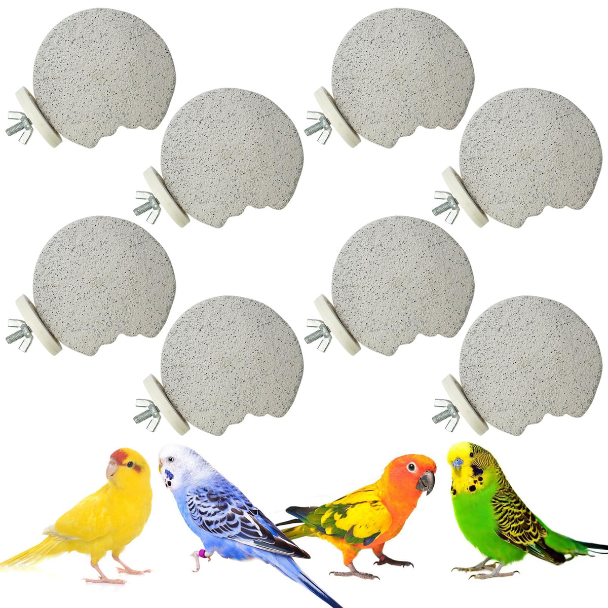 PINVNBY 5 Pack Bird Perch Resin Bird Beak Grinding Stone Parrot Cage Stand Platform Foot Claws Trimmer Chew Toy Cage Accessories for Budgie Cockatiel Conure Lovebird Finch (Green)