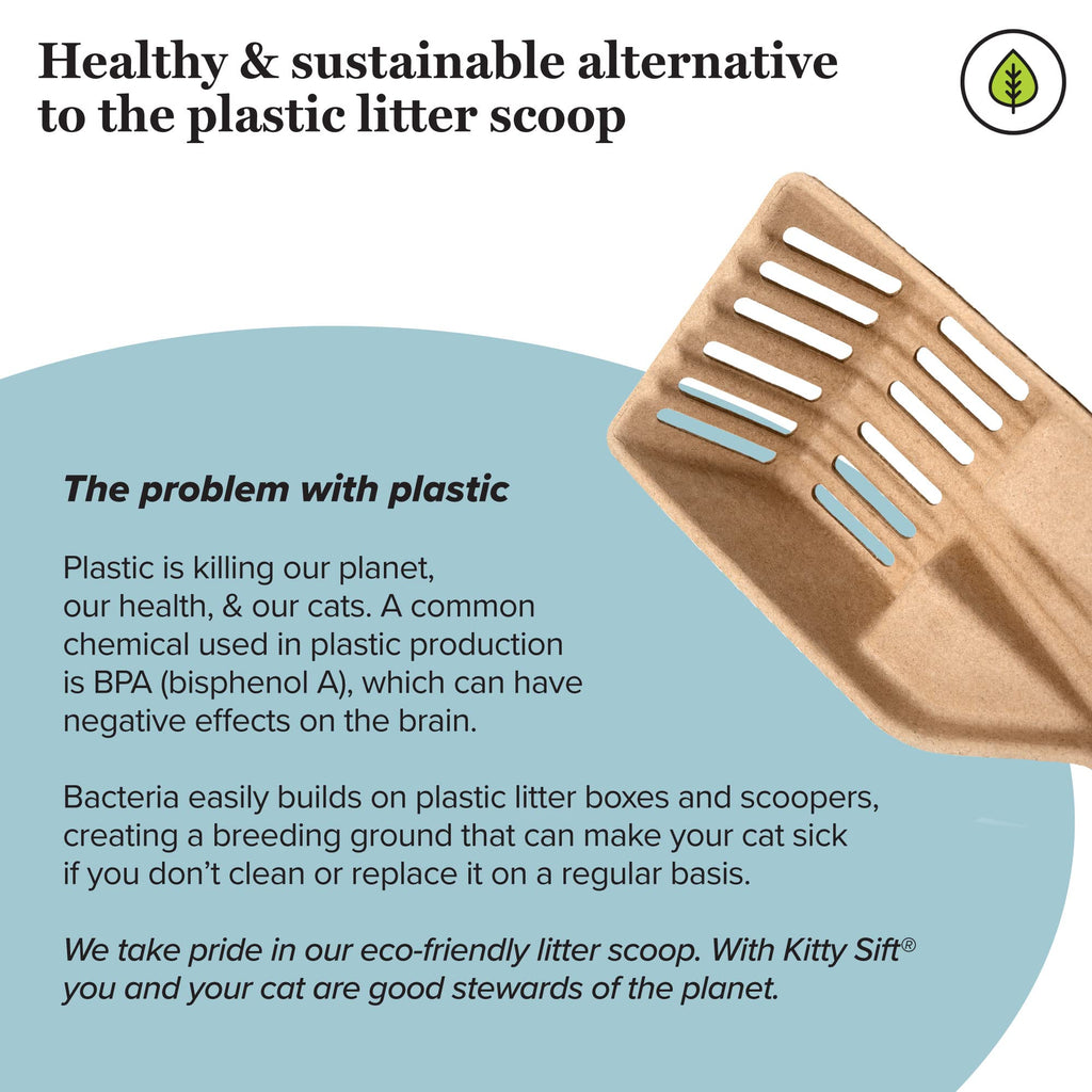 Kitty Sift FiberScoop Disposable Litter Scoop, Plastic-Free & Sustainable - Natural, One Size (Pack of 2)