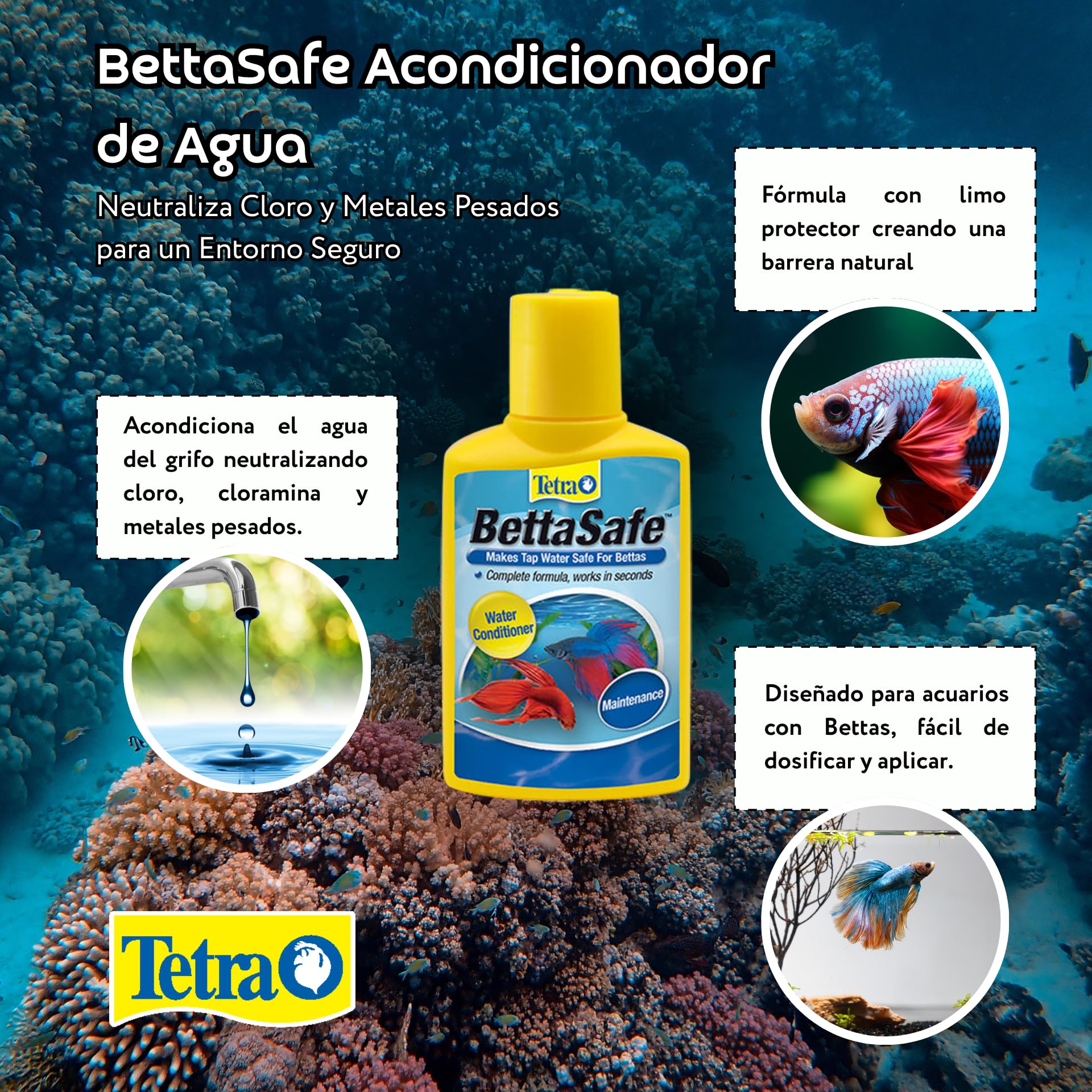Tetra BettaSafe Water Conditioner for Betta Fish Tanks, 1.69 oz