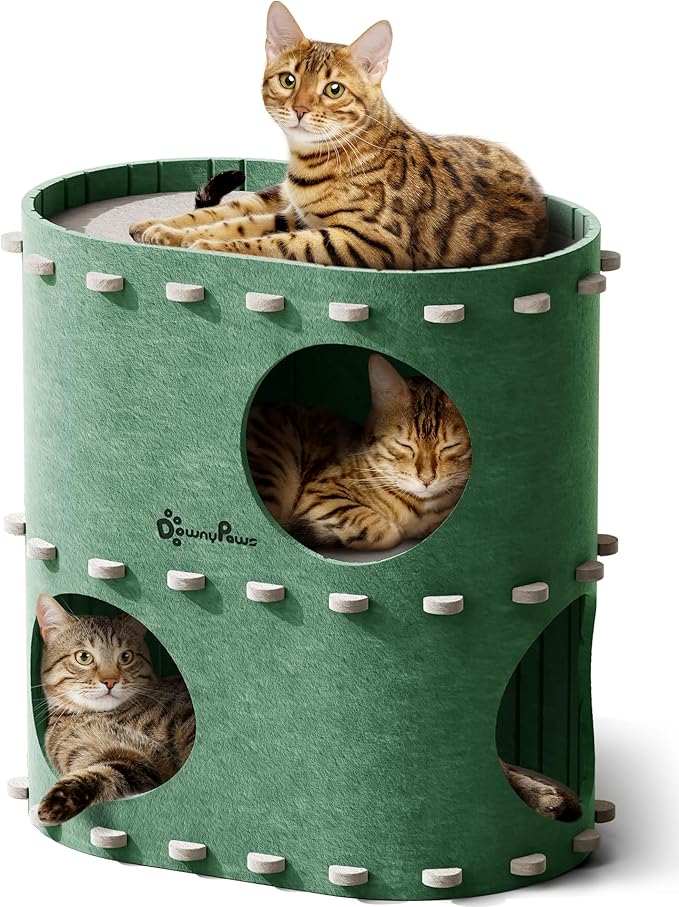 DownyPaws Cat House for Indoor Cats,Peekaboo Cat Bed Cave