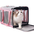EXPAWLORER Large Cat Carrier Dog Carriers Soft for Small Medium Cats Puppies Up to 20lbs, Airline Approved Pet Carrier Soft-Sided Collapsible Pet Travel Carrier Fit 2 Kitties (Pink)