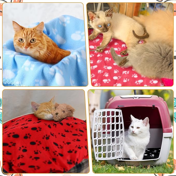 Tegeme 12 Pcs Fleece Blanket for Pet Dog Puppy,Cute Style,18 x 24 Inches