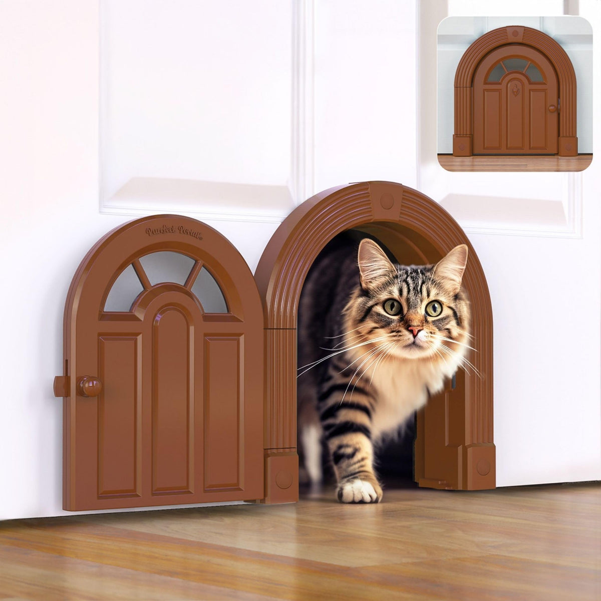 Purrfect Portal Meow Manor® Extra Large Interior Cat Door – No-Flap Pet Door for Interior Doors, Easy DIY Installation, Cat Door for Cats up to 30 lbs, Black