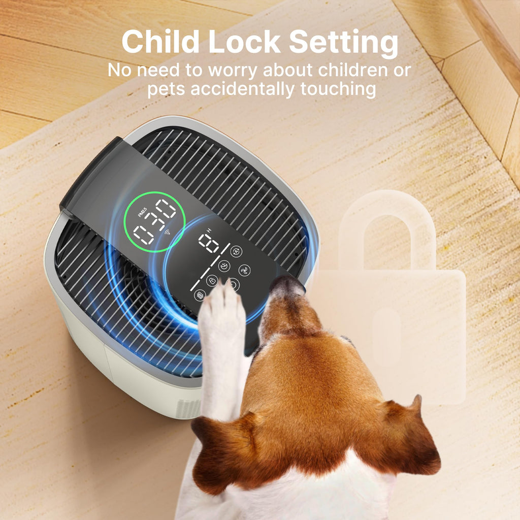 Air Purifiers for Smoke, HEPA Air Purifiers for Home Large Room Up to 3600 Ft² with PM 2.5 Air Laser Sensor, HEPA 3-in-1 air Filter Filters Airborne Particles, Wildfire Smoke, MR7566-WF, Ivory