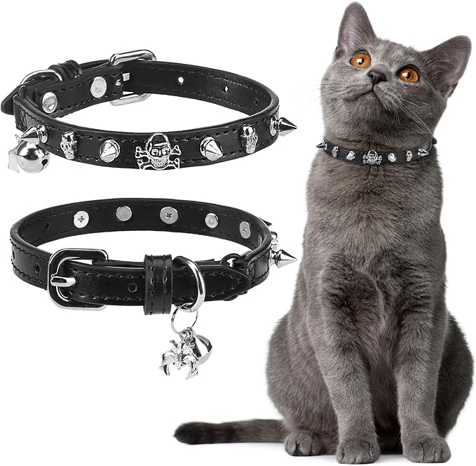 EXPAWLORER Leather Cat Collar for Girl Boy Cats