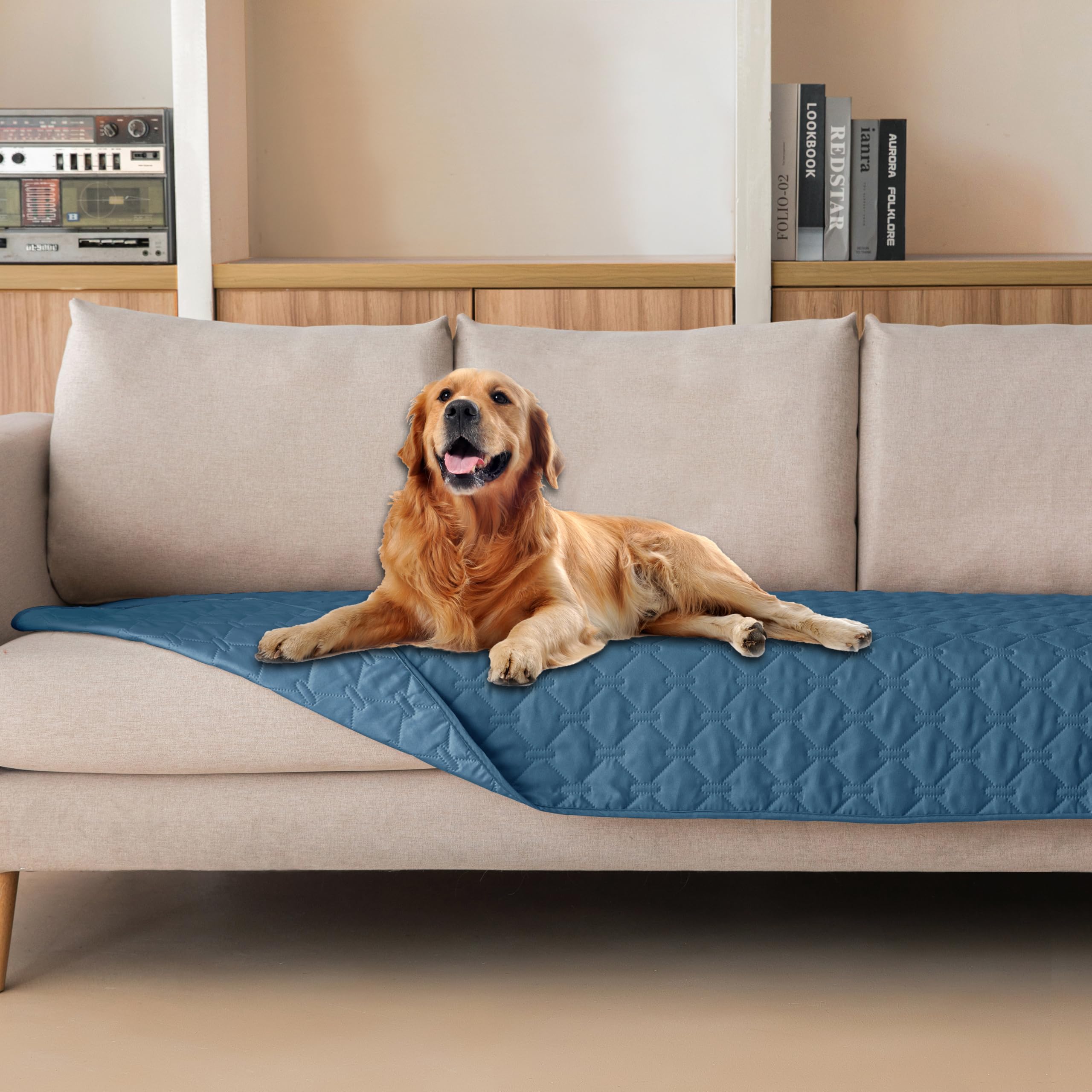 gogobunny 3X Stronger Waterproof Pet Blanket, Scratch Proof Furniture Protector for Dogs Cats, Reversible Cover 82x120 Inch — 30x80 Inch (Pack of 1)