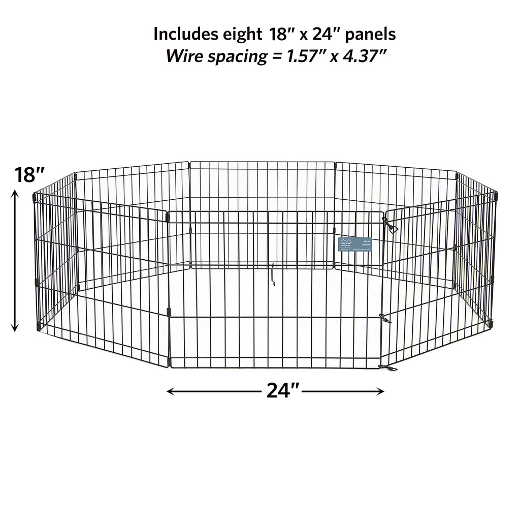 MidWest Homes for Pets 18-Inch Exercise Pen, for Indoor and Outdoor use, 16 Sq Feet of Play, Folding Dog Pen, No Door Design for Maximum Security, Easy to Set Up, Foldable Dog Playpen