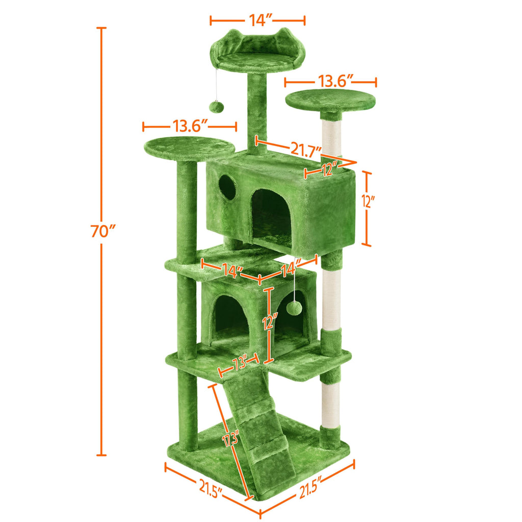 Yaheetech 70in Multi-Level Sturdy Cat Tree, Condo, Sisal Scratching Posts