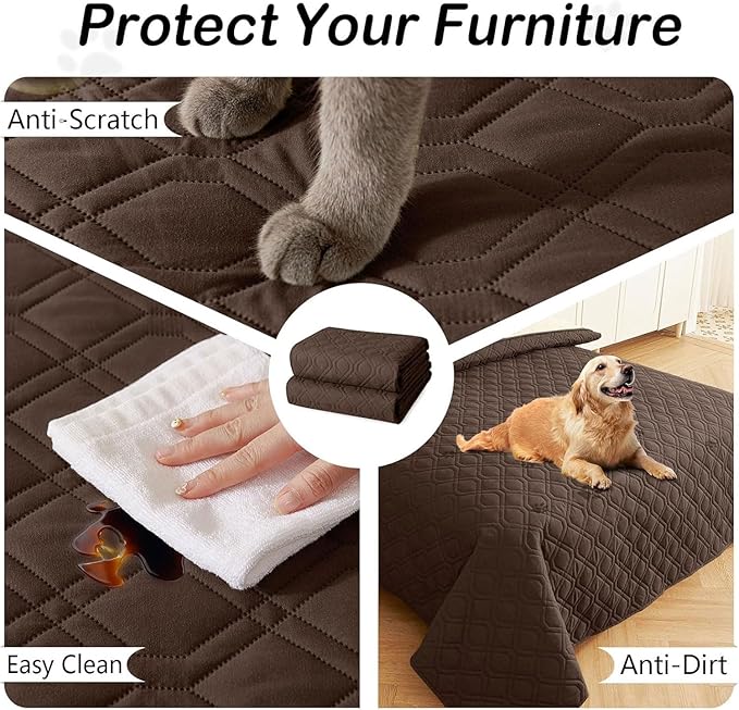 hyha Waterproof Dog Bed Blanket, Soft Pet Blankets, Waterproof Couch Cover for Dogs, Reversible Sofa Covers Washable for Furniture (30x70 Inch, Chocolate/Beige)