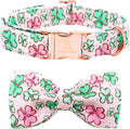 Lionheart glory Dog Bow Collar St. Patrick's Day Dog Collar for Medium Dogs, Adjustable Green Collars Lucky Clover Shamrock Dog Collar with Bowtie Pet Collar Bows