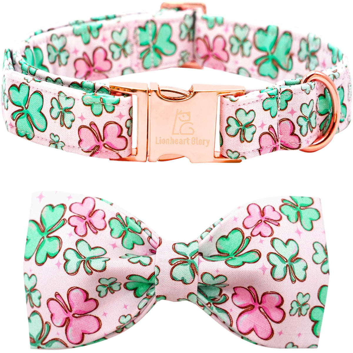 Lionheart Glory Heart Dog Collar, Valentine's Day Dogs Collar with Flower, Cute Floral Pattern Pet Collars Adjustable Dog Collars for Small Dogs