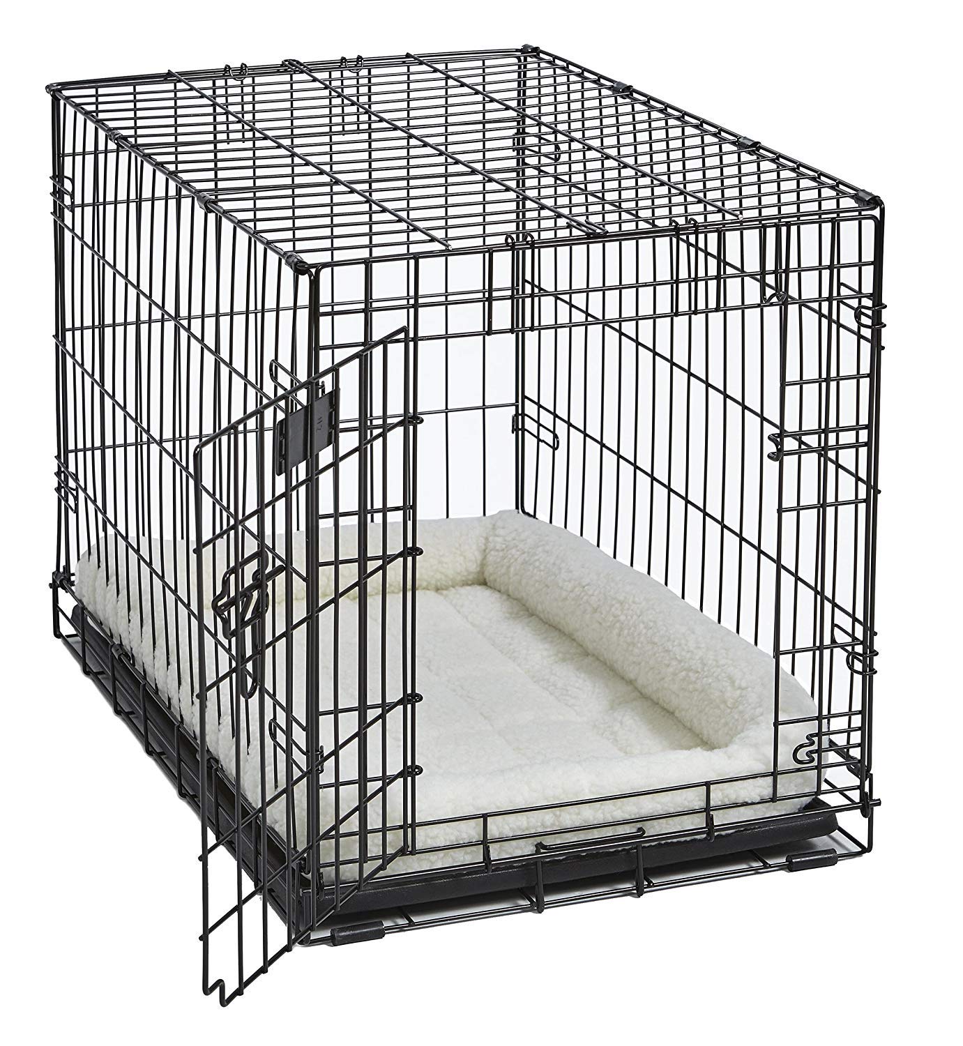 MidWest Homes for Pets QuietTime Dog Bed - White Fleece Bolster, Ultra-Soft and Machine Washable, Fits 30-Inch Crates and Carriers, for Medium Breed Dogs