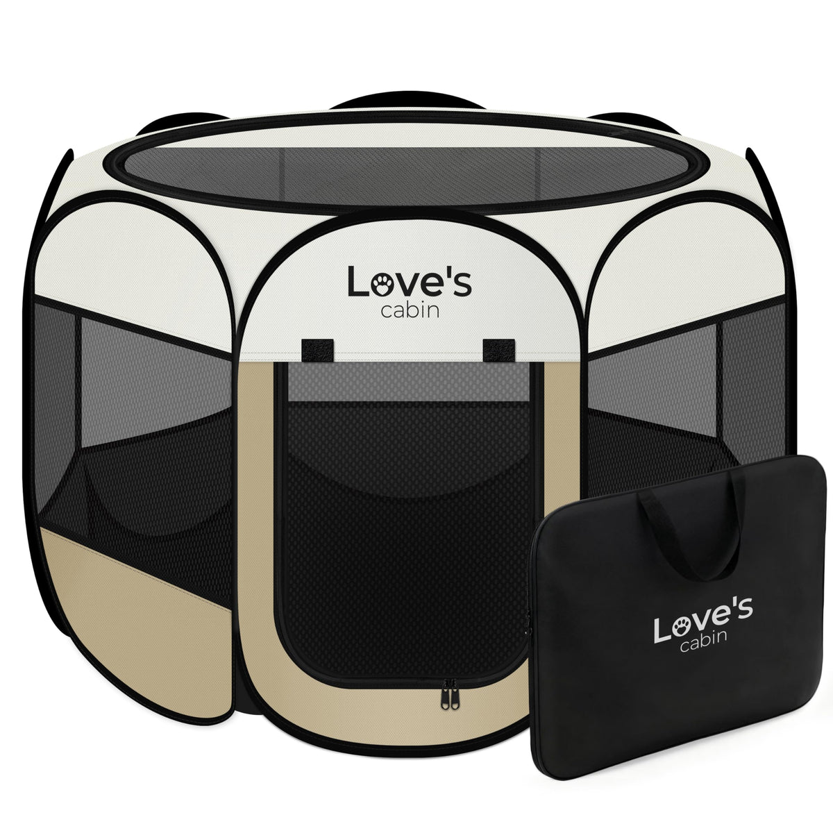Love's cabin Pet Puppy Dog Playpen, Medium Dog Tent Crates Cage Indoor/Outdoor, Portable Playpen for Cat, Foldable Pop Up Dog Kennel Playpen with Carring Case, Removable Zipper Top, Grey