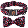 MR. CHUBBYFACE· Valentine's Dog Collar with Bowtie, XOXO Red Heart Dog Collar with Metal Buckle, Cute Adjustable Boy Girl Female Collars for Small Medium Large Dogs