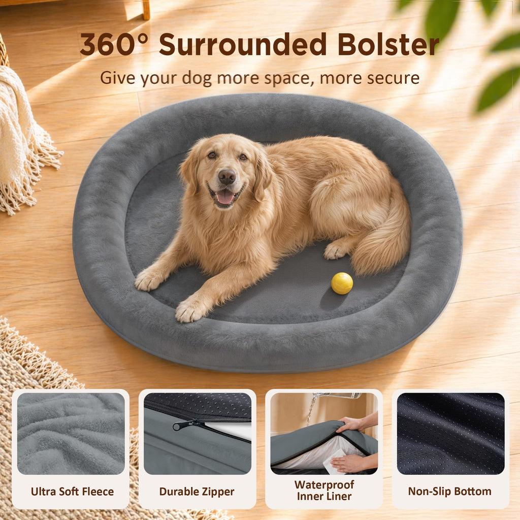 WOZOKE Waterproof Orthopedic Dog Bed for Medium Dogs, Grey