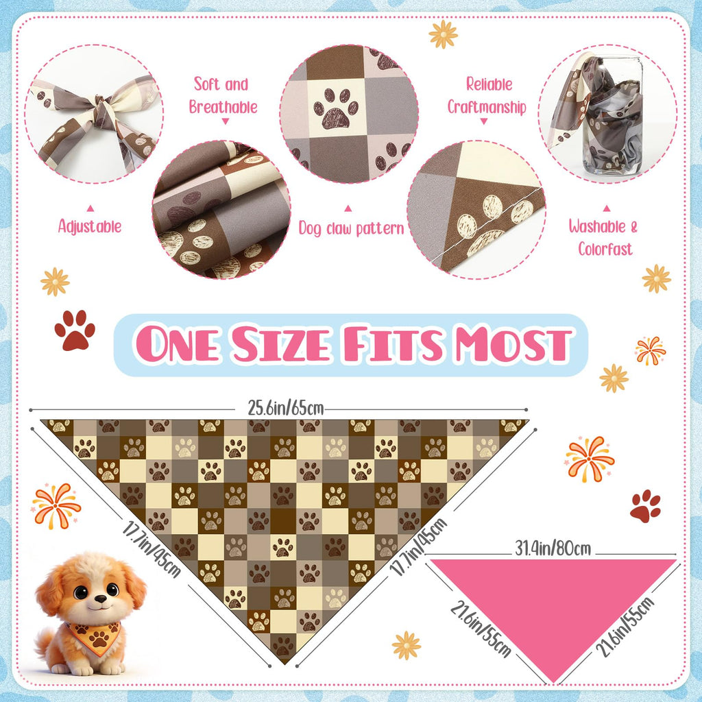 Kacctyen 50 Pcs Dog Bandanas Bulk Bandanas for Dogs Grooming with Dog Paws Pattern Adjustable Pet Triangle Scarf Bib Washable for Small Medium Large Puppy Cats Pets Costume Accessories