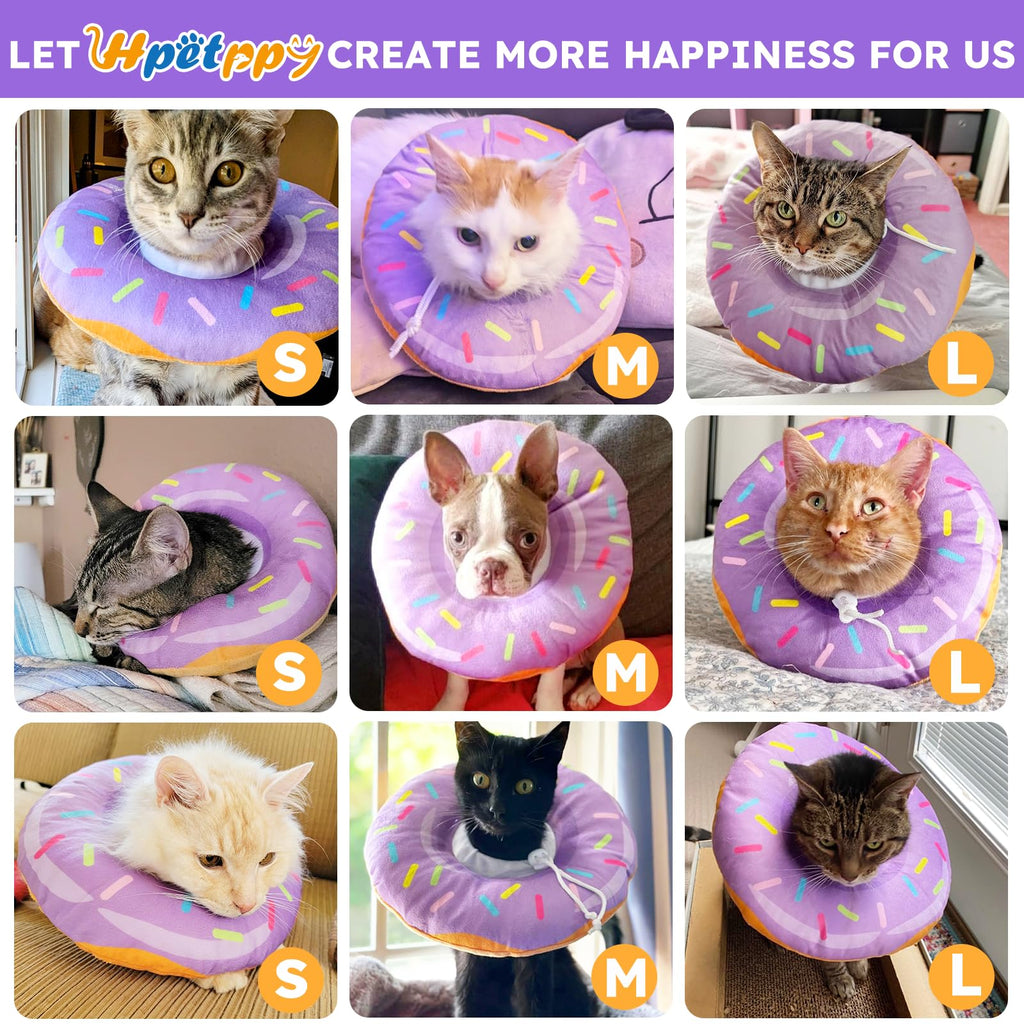 Cat Cone Collar Soft, Cat Recovery Collar for Wound Healing Cute Donut Adjustable Kitten Cones to Stop Licking Comfortable Lightweight Neck Elizabethan Collars for Kittens After Surgery