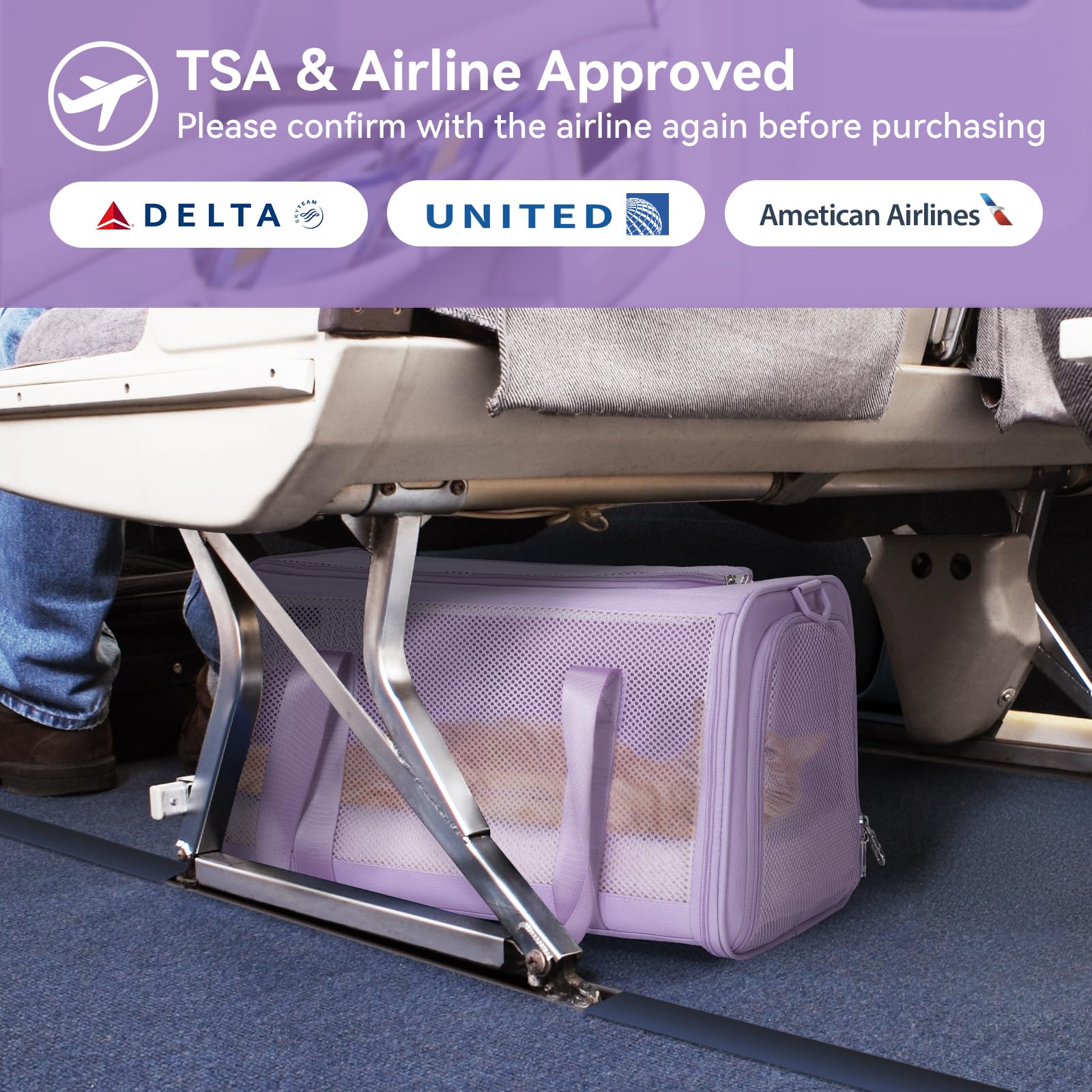 PETSFIT Cat Carrier Soft with Patented Safety Buckles, Safe for Car Travel