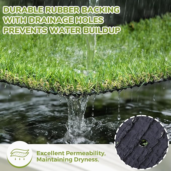 Artificial Grass Rug Indoor Outdoor, 5 x 6FT Faux Grass with Drainage Holes