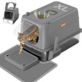 Anywish Stainless Steel Cat Litter Box with Lid, XL Extra Large Enclosed Removable Metal Litter Box with Litter Scoop&Double Layer Litter Mat, Non-Sticky, Non-Odor, for Big Cats Dark Grey