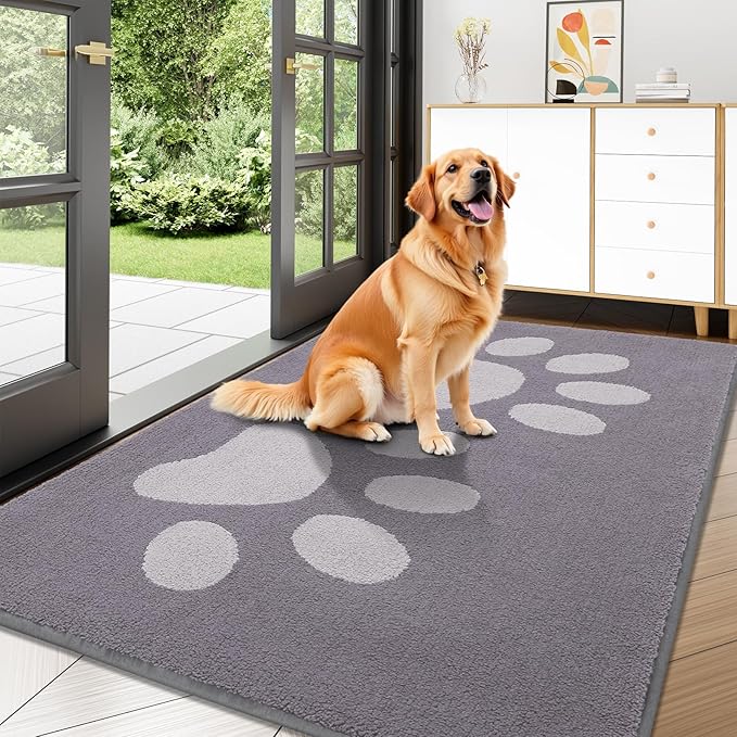 Buganda Dog Door Mat for Muddy Paws 47x24, Absorbent Doormat for Inside — 47.0"l X 32.0"w X 0.6"th