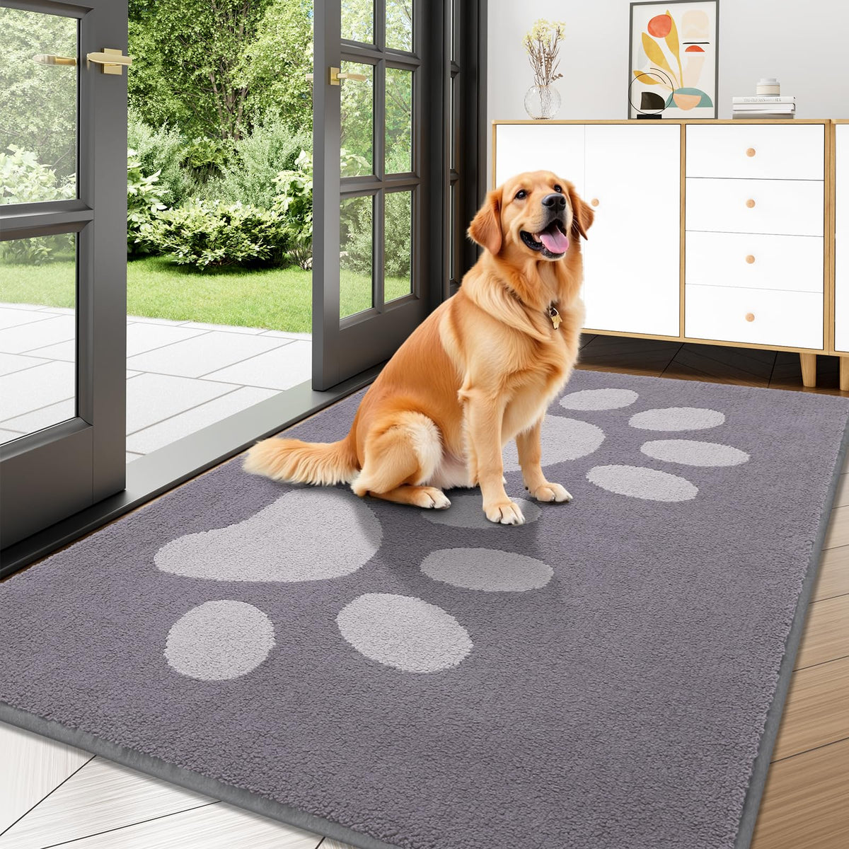 Buganda Dog Door Mat for Muddy Paws 47x32, Absorbent Doormat for Inside
