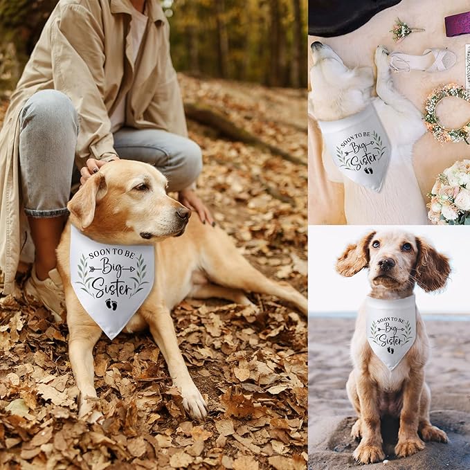 Soon to Be Big Sister Dog Bandana Baby Announcement Dog Gender Reveal Outfit Pregnancy Announcement Props Scarf Accessories Big Sister Bandana for Dogs