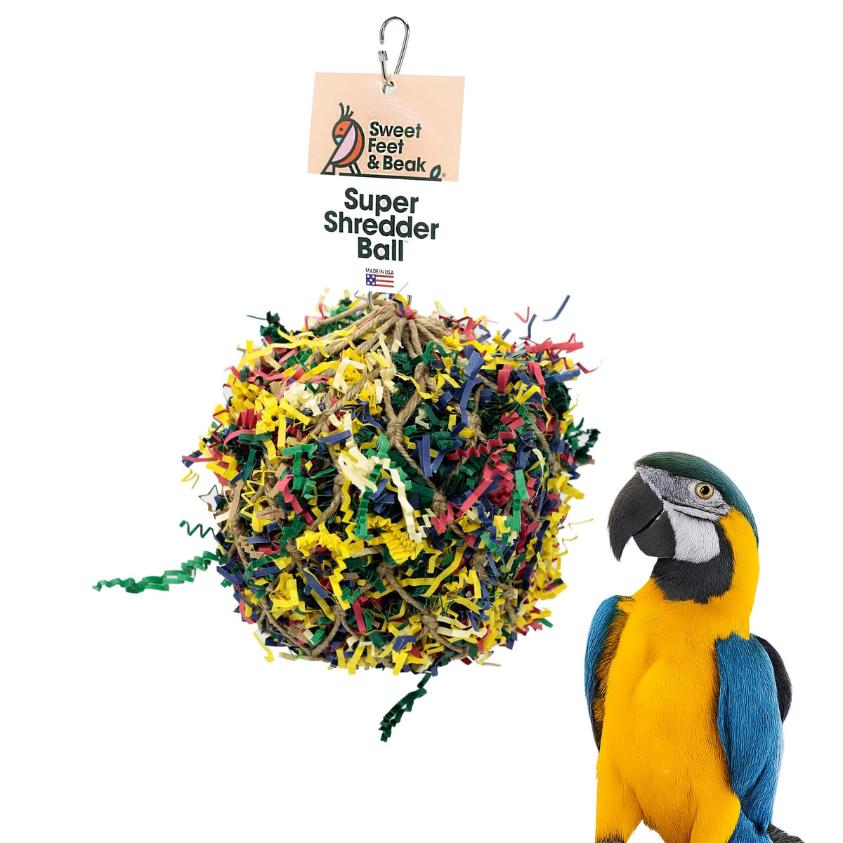 Sweet Feet and Beak Shredder Ball, Medium, 5" Bird Shredding & Foraging Toy