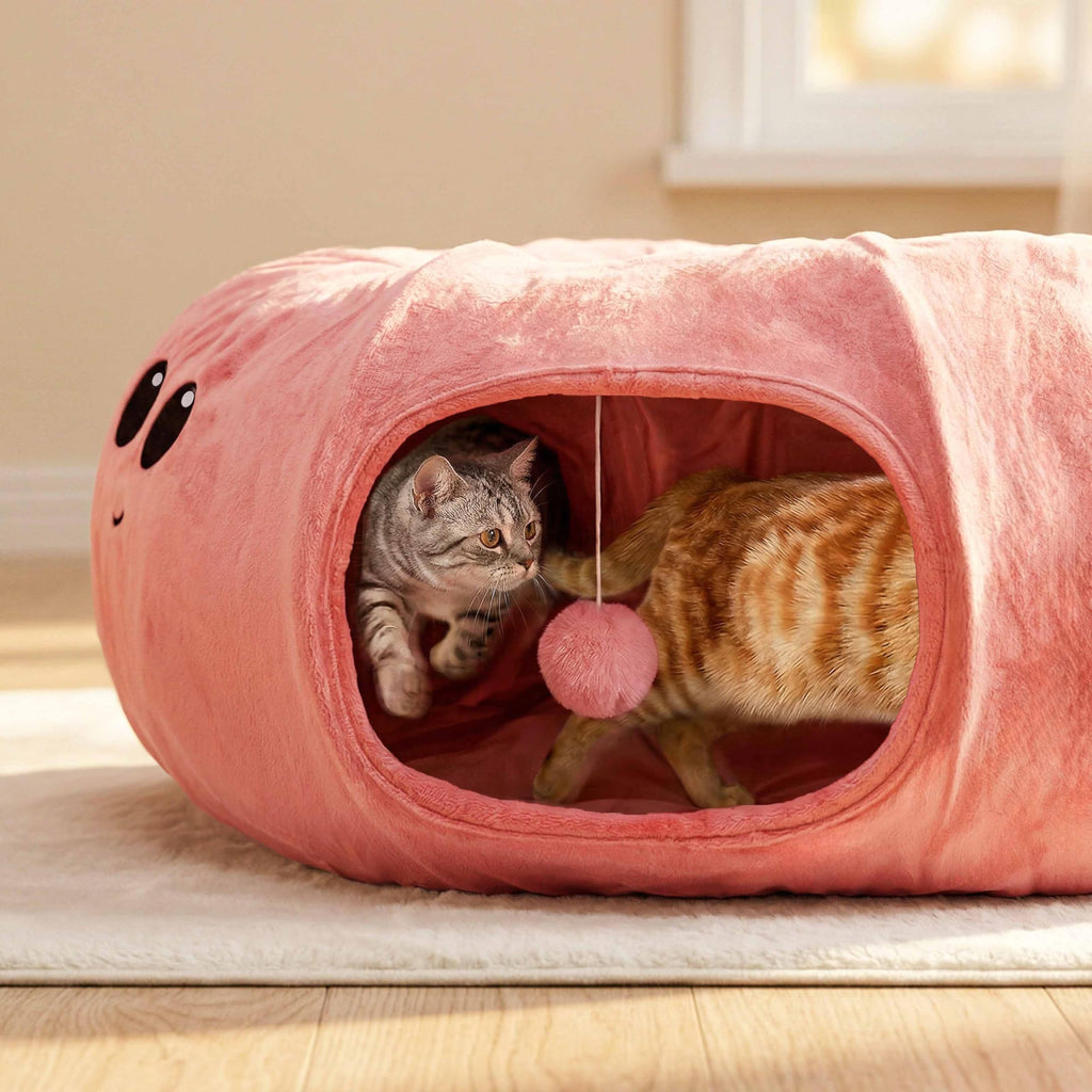 VIEFIN Cat Tunnel Bed with 20 Cat Toys, Collapsible Play Tunnel for Indoor Cats, Kitten Toys for Indoor Kittens, Octopus Shaped