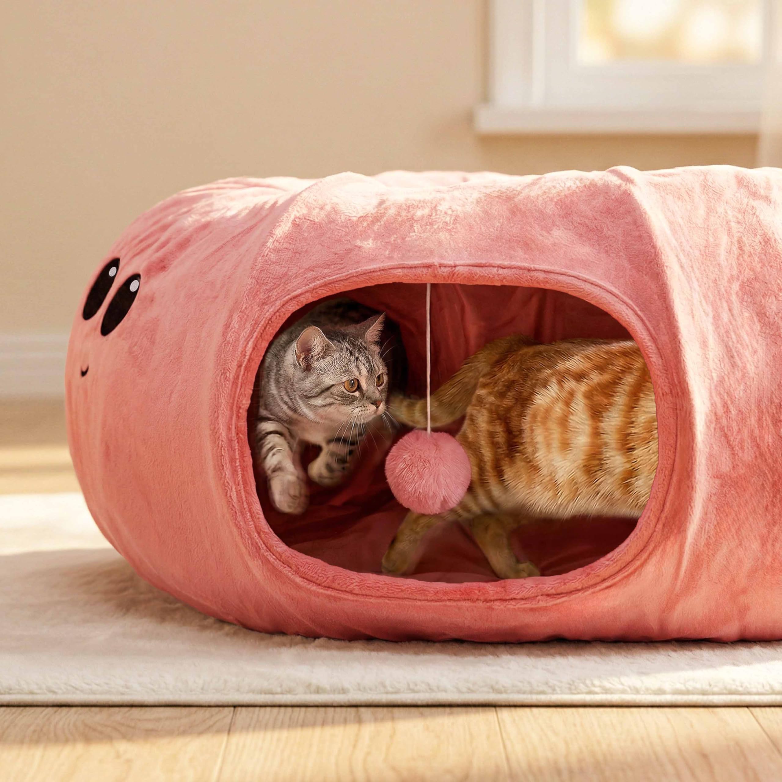 VIEFIN Cat Tunnel Bed with 20 Cat Toys, Collapsible Play Tunnel for Indoor Cats, Kitten Toys for Indoor Kittens, Octopus Shaped