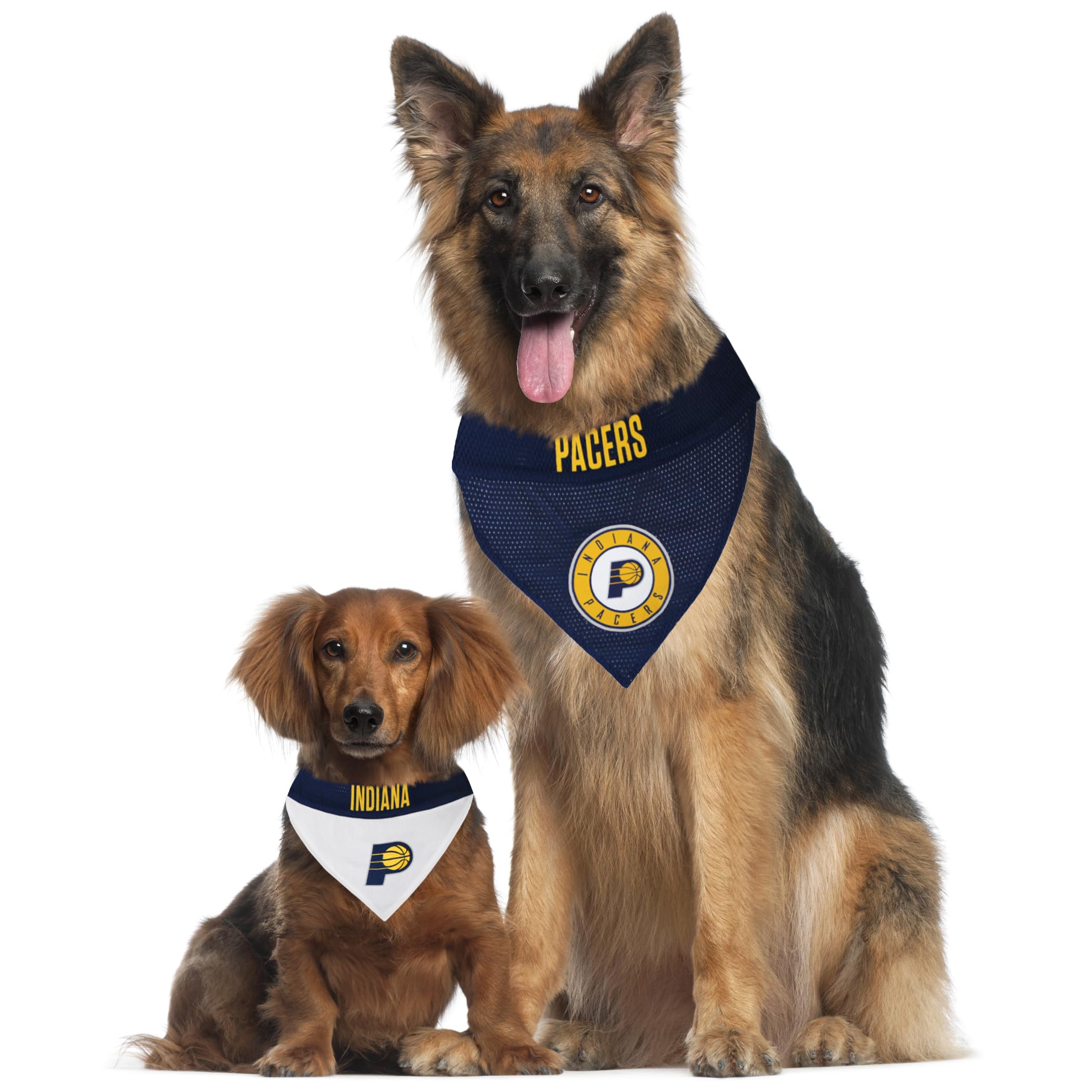 NBA Dog Bandana - Indiana Pacers Reversible Pet Bandana. 2 Sided Home & Away Sports Bandana with a PREMIUM Embroidery TEAM Logo, Small/Medium