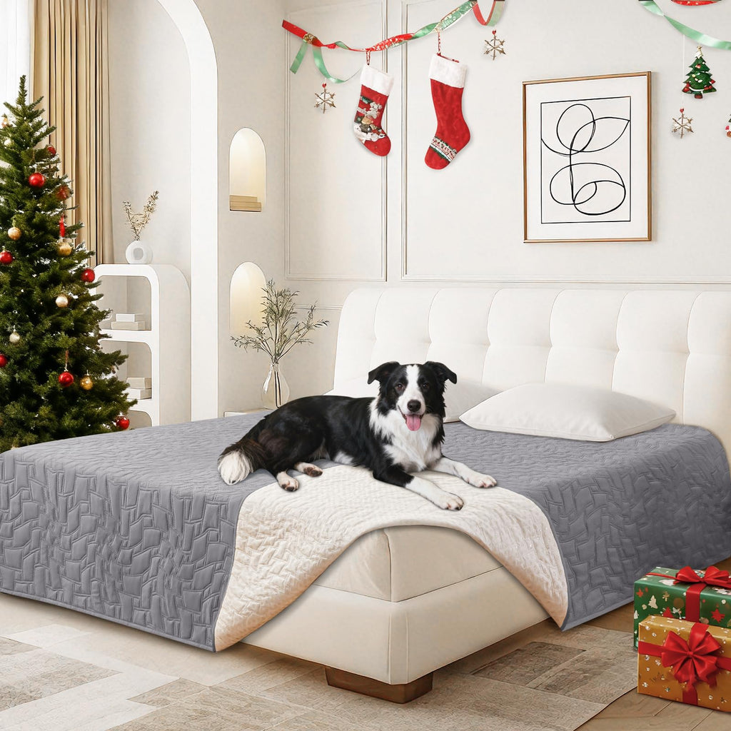 CYCMACO Waterproof Dog Bed Cover, Non-Slip Dog Blanket for Couch, Couch Covers for Dogs Washable, Pet Blanket for Furniture, Pet Bed Mat for Sofa, Car, Pet Supplies (52x82 Inch, Light Grey)