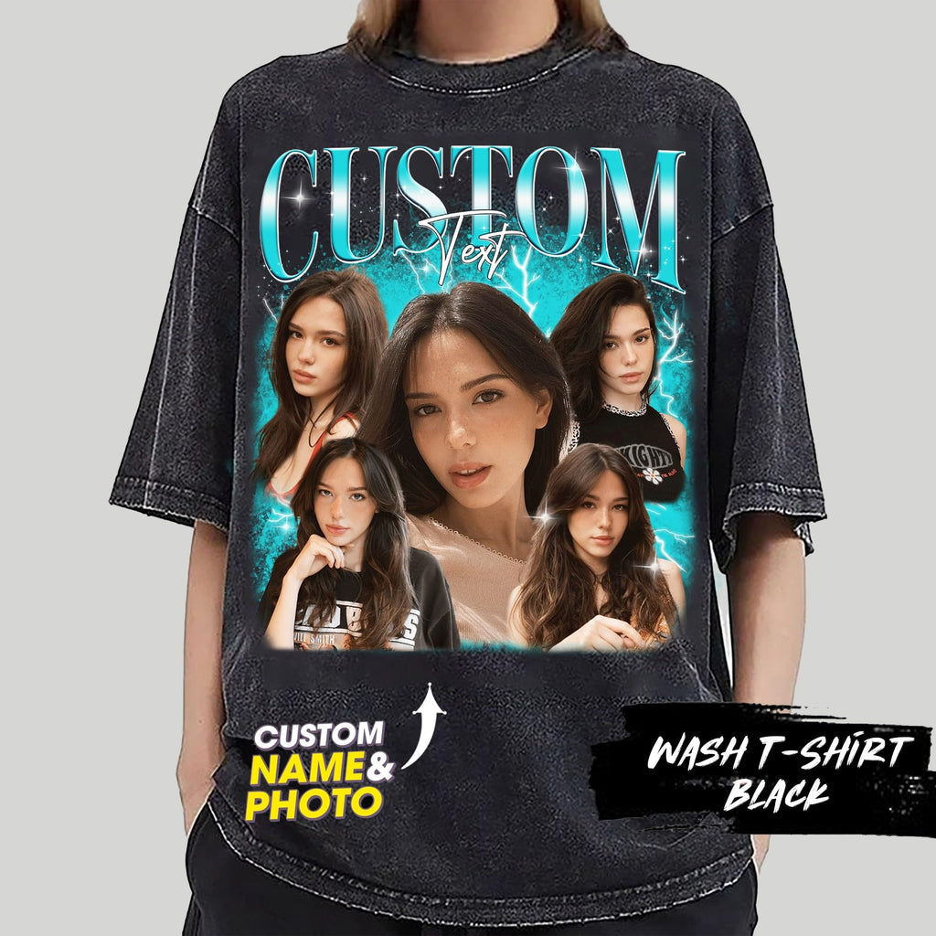 NAZENTI Custom Your Own Bootleg Tee, Retro Custom Bootleg Rap Tee, Insert Your Design, Vintage Graphic 90s Tshirt, Couple Shirt, Girlfriend Boyfriend Shirt