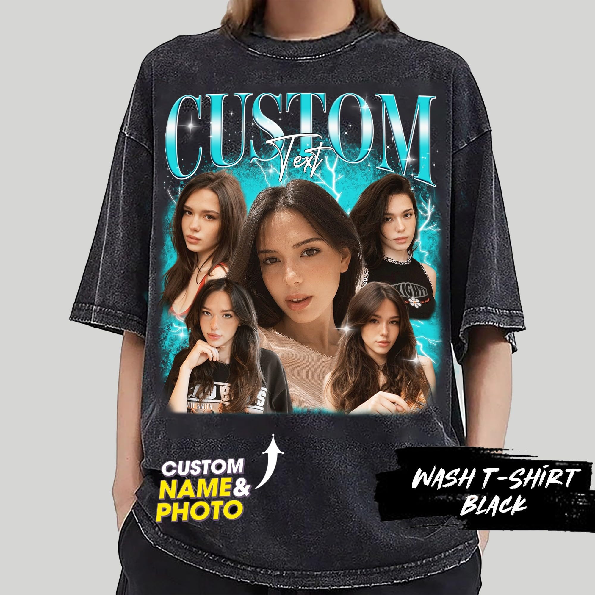 NAZENTI Custom Your Own Bootleg Tee, Retro Custom Bootleg Rap Tee, Insert Your Design, Vintage Graphic 90s Tshirt, Couple Shirt, Girlfriend Boyfriend Shirt