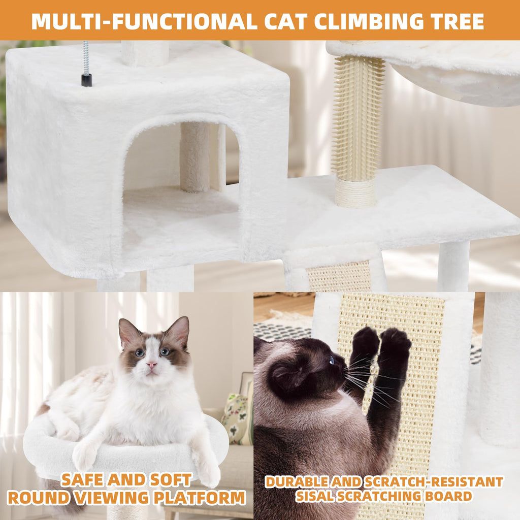 ROYPET 3-Tier Grey Cat Tree Tower with Hammocks (Beige, 39.4'')