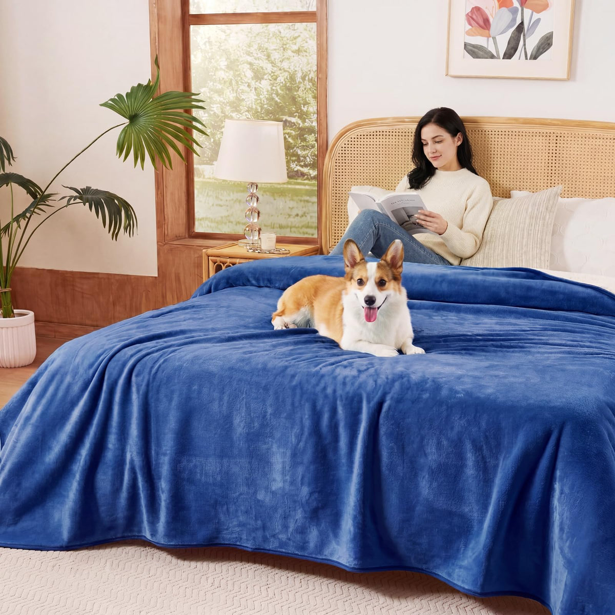 Sunheir Waterproof Blanket for Bed, Reversible Soft Flannel Twin Bed Blanket 60" x 80", Leakproof Throw Spill-Proof Dog Pet Blanket for Couch Cover, Furniture, Camping, Travel, Grey