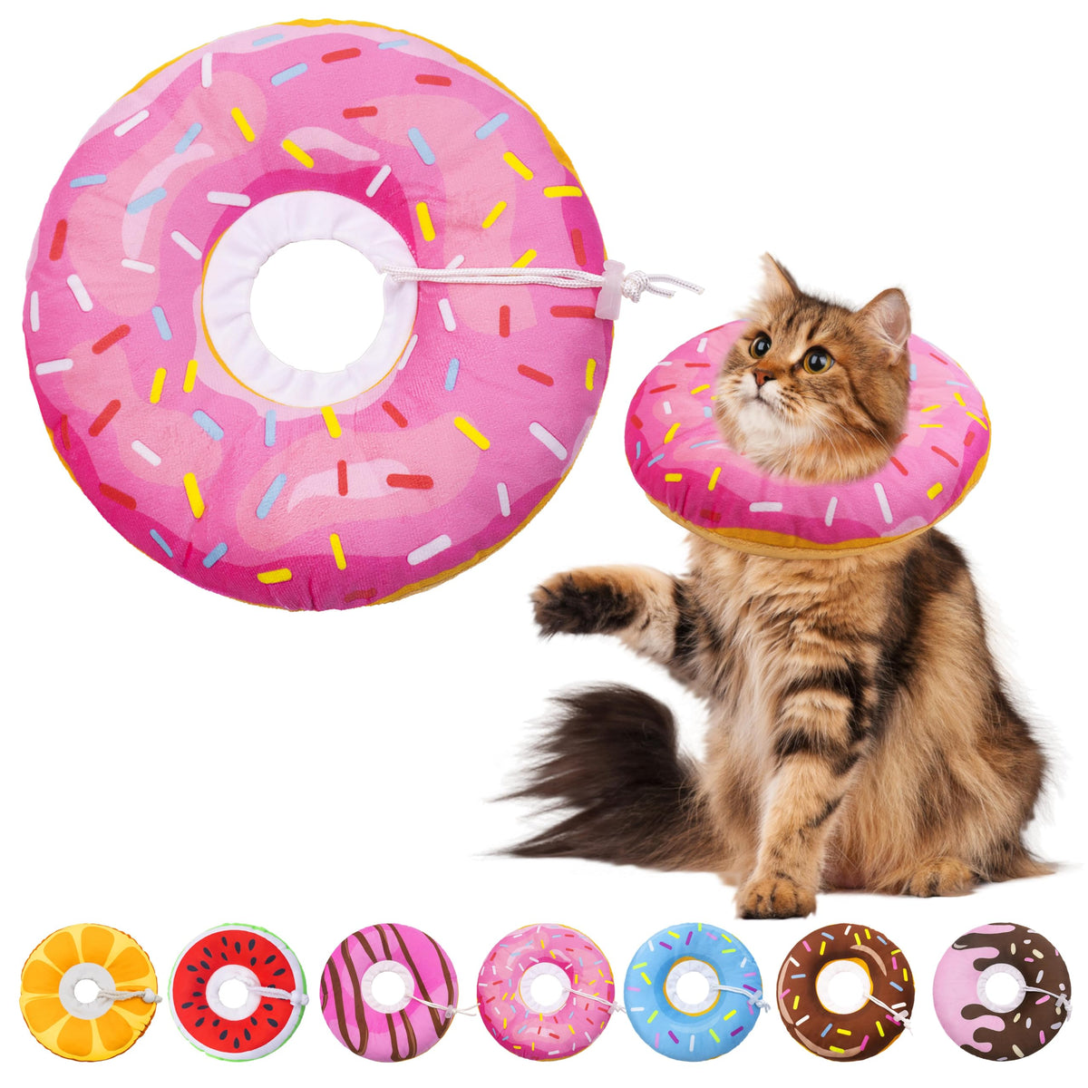 Seyezo Cat Cone Collar Soft, Adjustable Cat Recovery Cone, Orange, Small