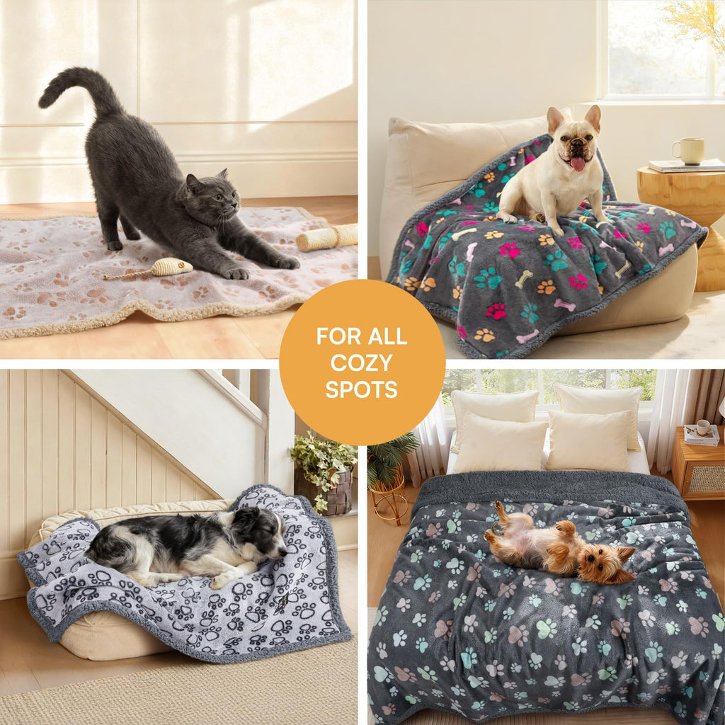 Luciphia Waterproof Dog Blanket Reversible Sherpa Fleece for Large Dogs Cat