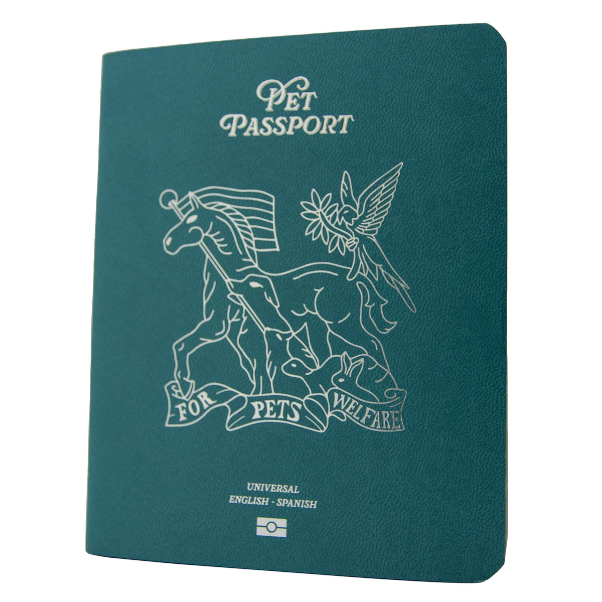 United Pet Club Color Premium PU Leather stitch-sewn Pet Passport Medical Record for Pet Health and Vaccination English + Spanish for Cat, Dog, Puppy and Kitten (Blue, Single)
