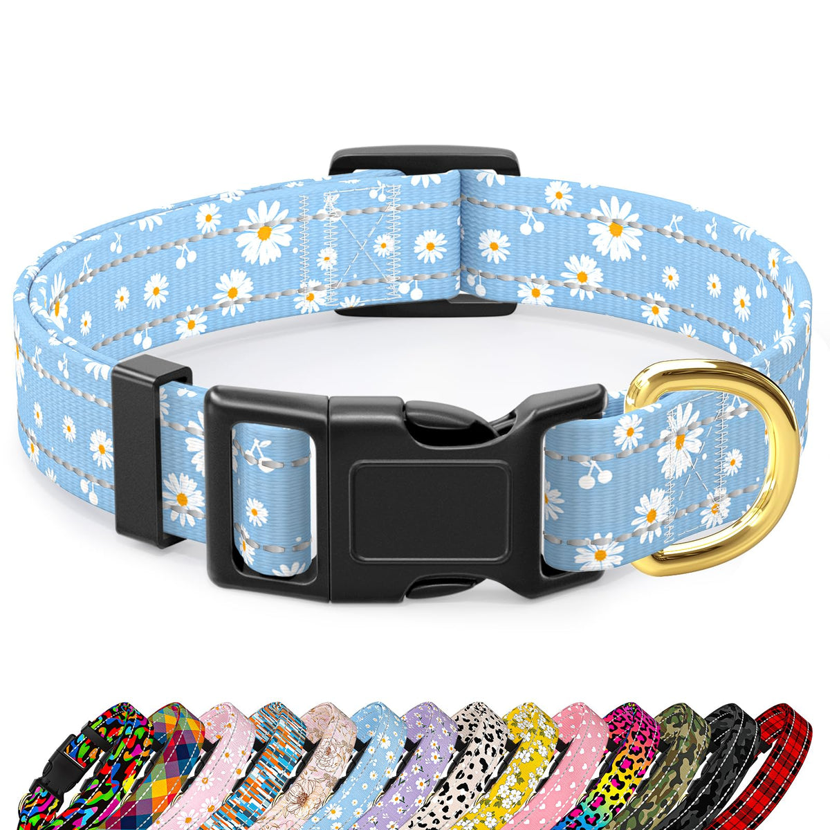 TMOODEL Reflective Dog Collar for Small Dogs, Green Camouflage Pet Collar,S