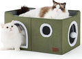 Bedsure Extra Wide Cat House Bed with Fluffy Ball and Scratch Pad