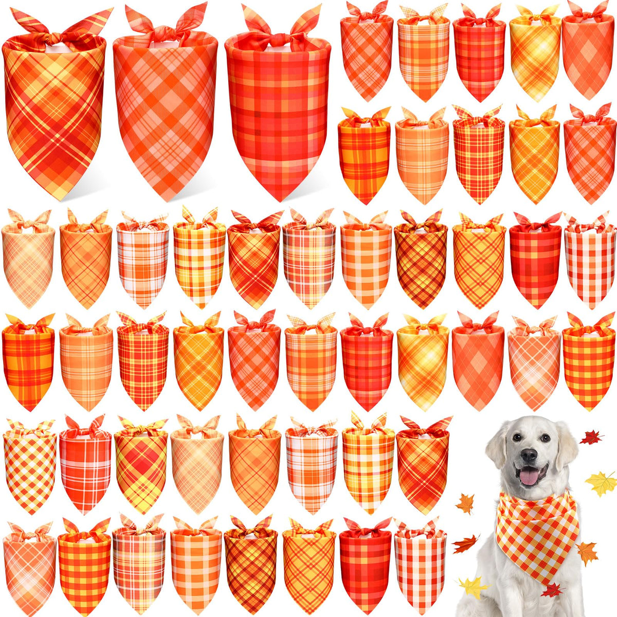 Abbylike 50 Pcs Paw Print Dog Bandanas Bulk, Halloween & Birthday Party