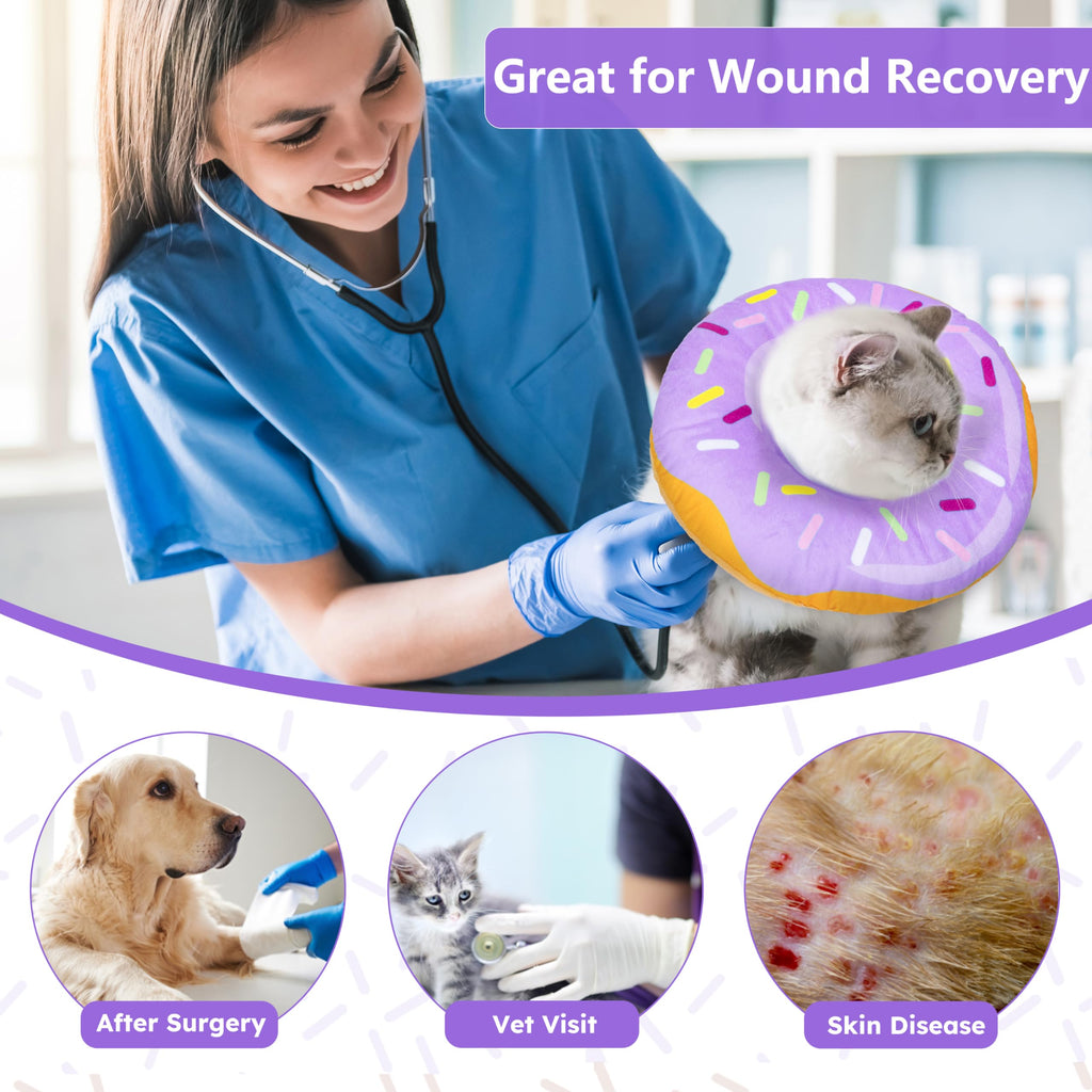 Hpetppy Cat Cone Collar Soft, Cat Recovery Collar for Wound Healing Cute Donut Adjustable Kittens Cones to Stop Licking Comfortable Lightweight Neck Elizabethan Collars for Cats Kittens After Surgery