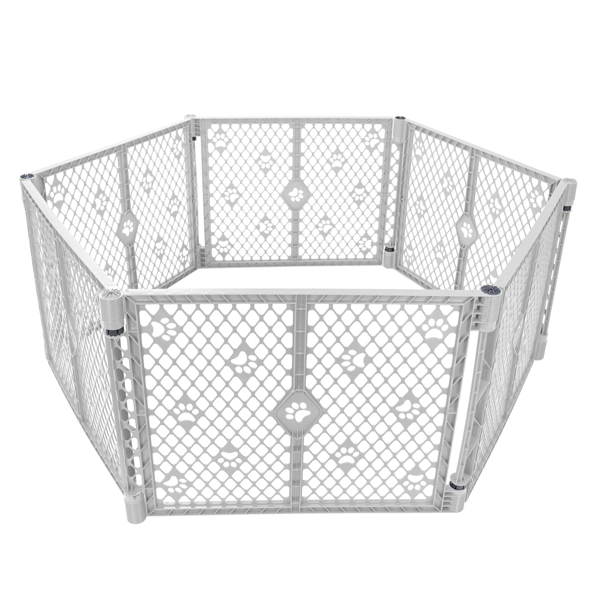 MyPet 8-Panel Paws Petyard, Gray Dog Playpen, Durable & UV-Resistant Puppy Playpen, Indoor/Outdoor Portable Dog Pen, Adjustable for Your Pet's Comfort, Friendly Design for Happy Pets