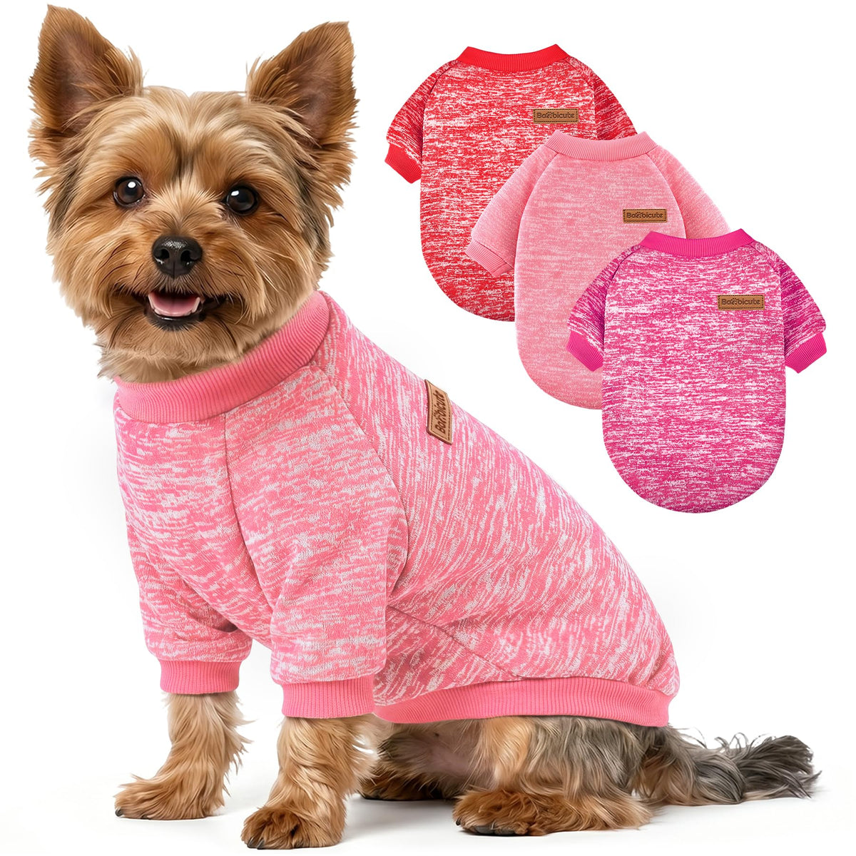 BAOBICUTE 1 Pack Dog Sweater for Small Dogs Girl Boy Winter Fleece Clothes Warm Soft Dog Sweatshirt Outfit for Dogs Cats Pet Apparel